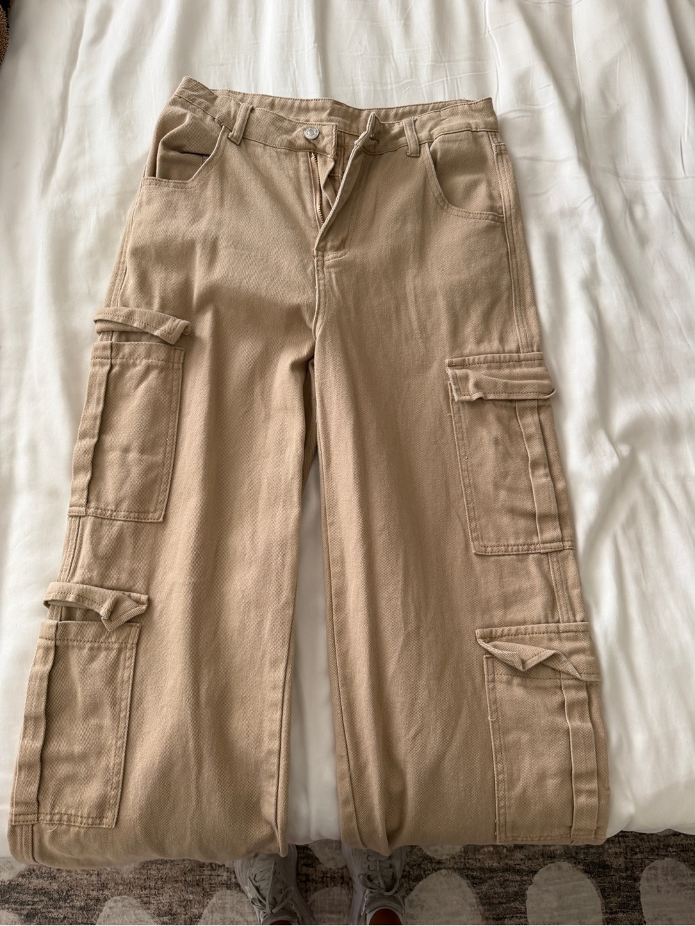 SHEIN Beige Wide Leg Cargo Pants